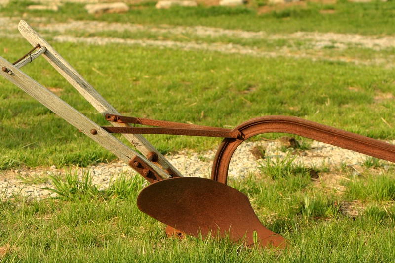 Rusty one-bottom plowshare